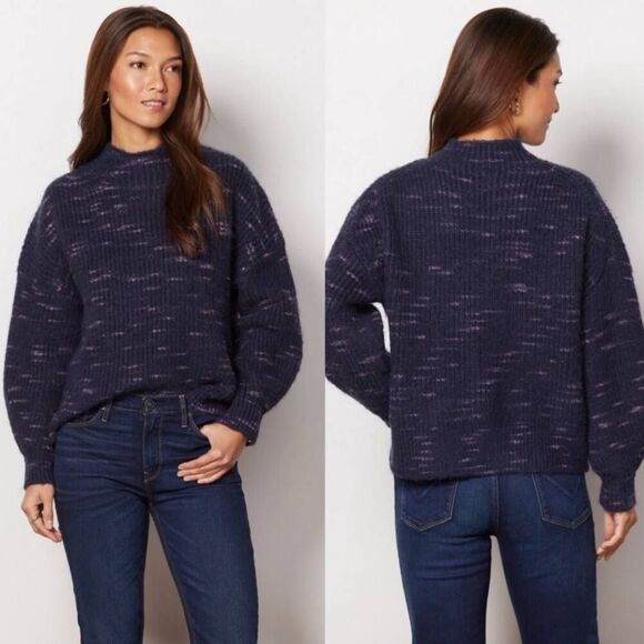 Anthropologie Varley albion dalmation knit cropped balloon sleeve sweater oversi - Picture 1 of 11